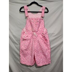 90s Gitano Pink All Over Print Floral Cotton Mom Shortalls Womens MED Overalls